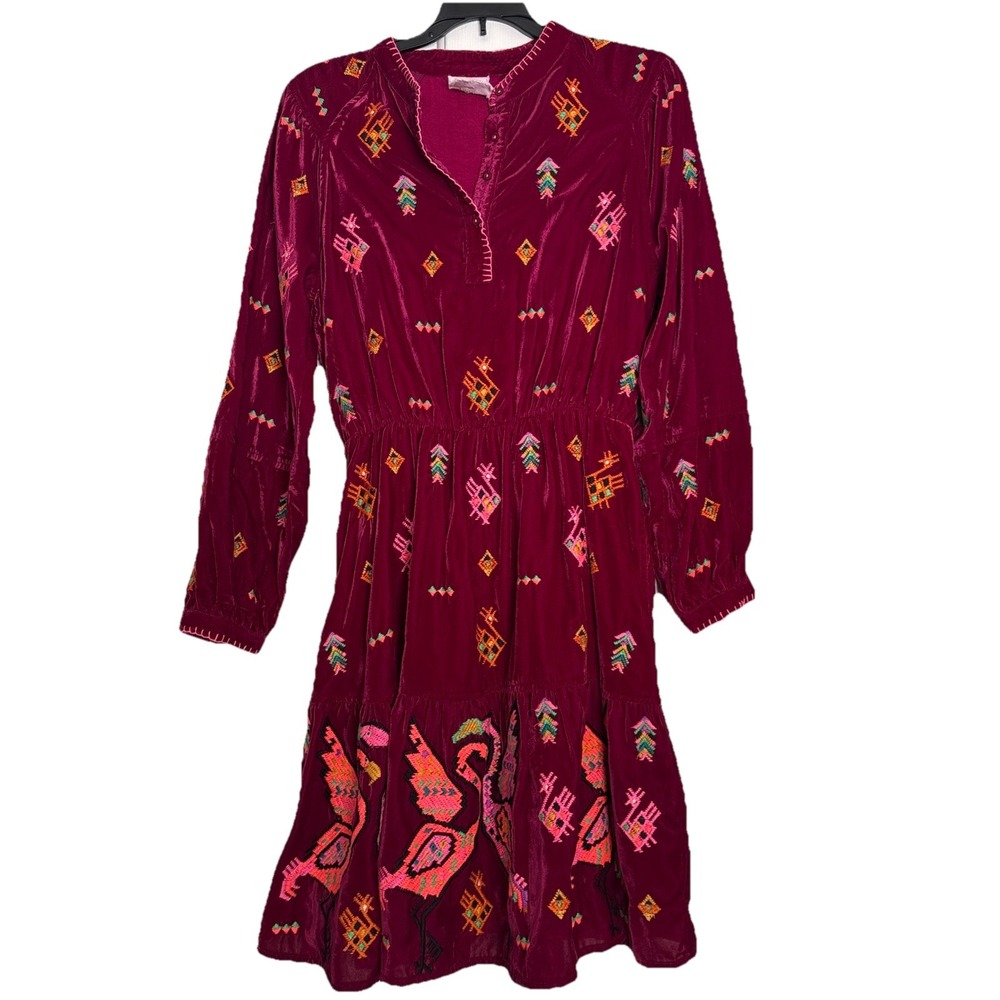 Nimo With Love Dress Size Small viscose embroidered long sleeve knee length